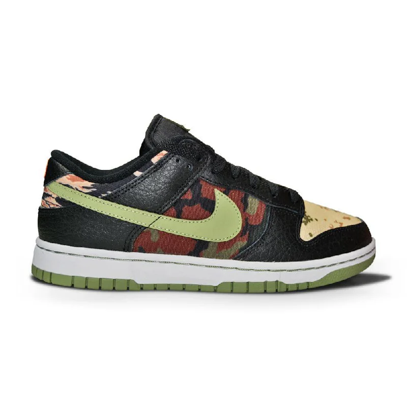 Mens Nike Dunk Low SE "Black Multi-Camo" - DH0957 001 - Black Oil Green White